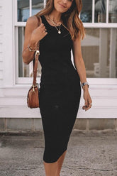 Figurbetontes Tanktop-Kleid aus Strick mit O-Ausschnitt